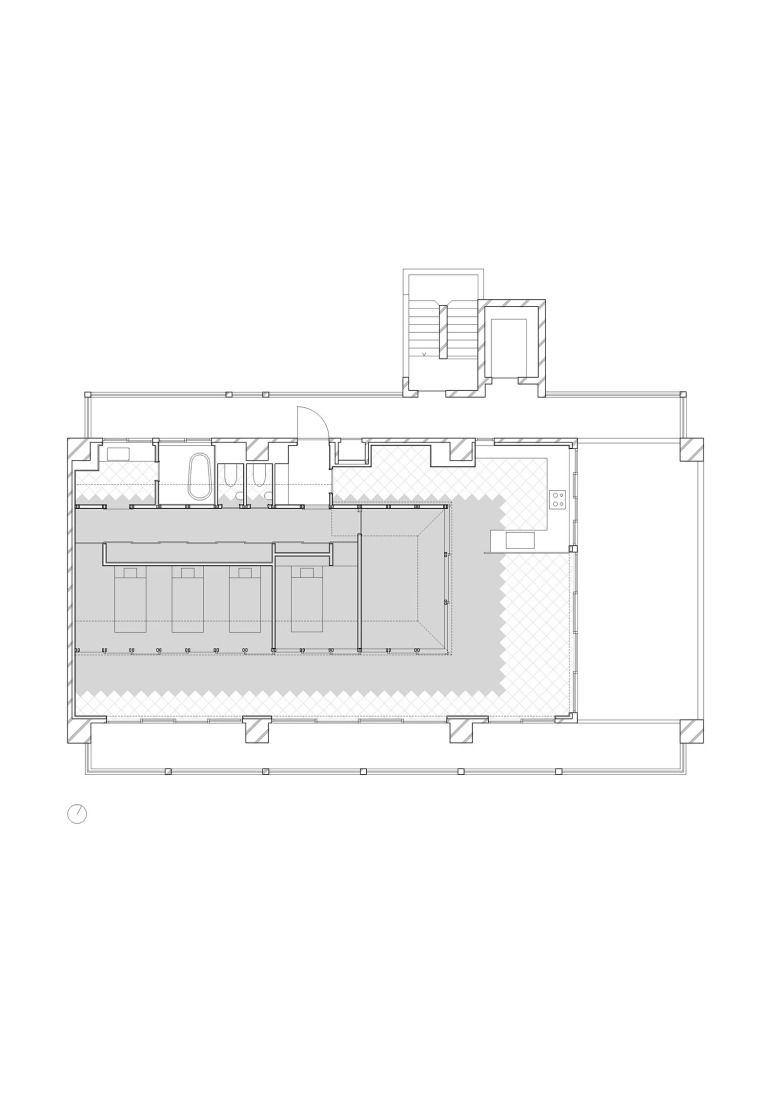 Seventh floor plan. Nakano House by KUMA & ELSA.