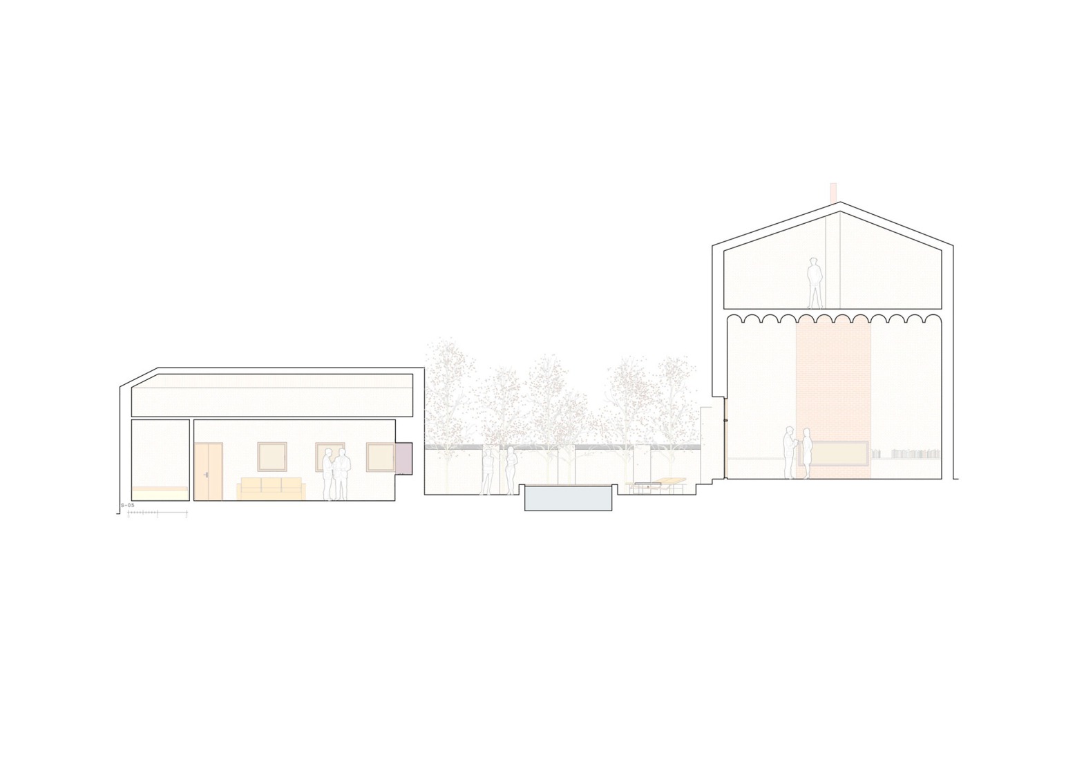 Longitudinal section. Cortijo El Pardillo by LAH arquitectura.