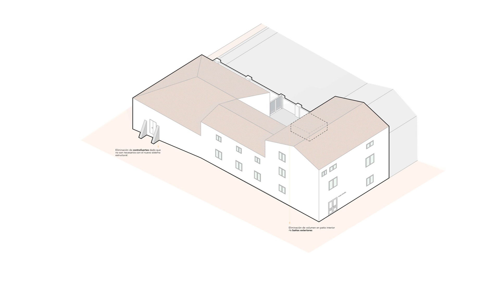 Axonometry. Cortijo El Pardillo by LAH arquitectura.