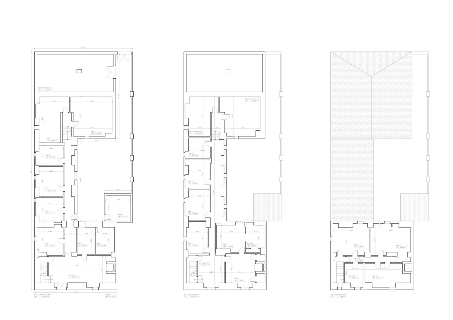 Floor plans before. Cortijo El Pardillo by LAH arquitectura.