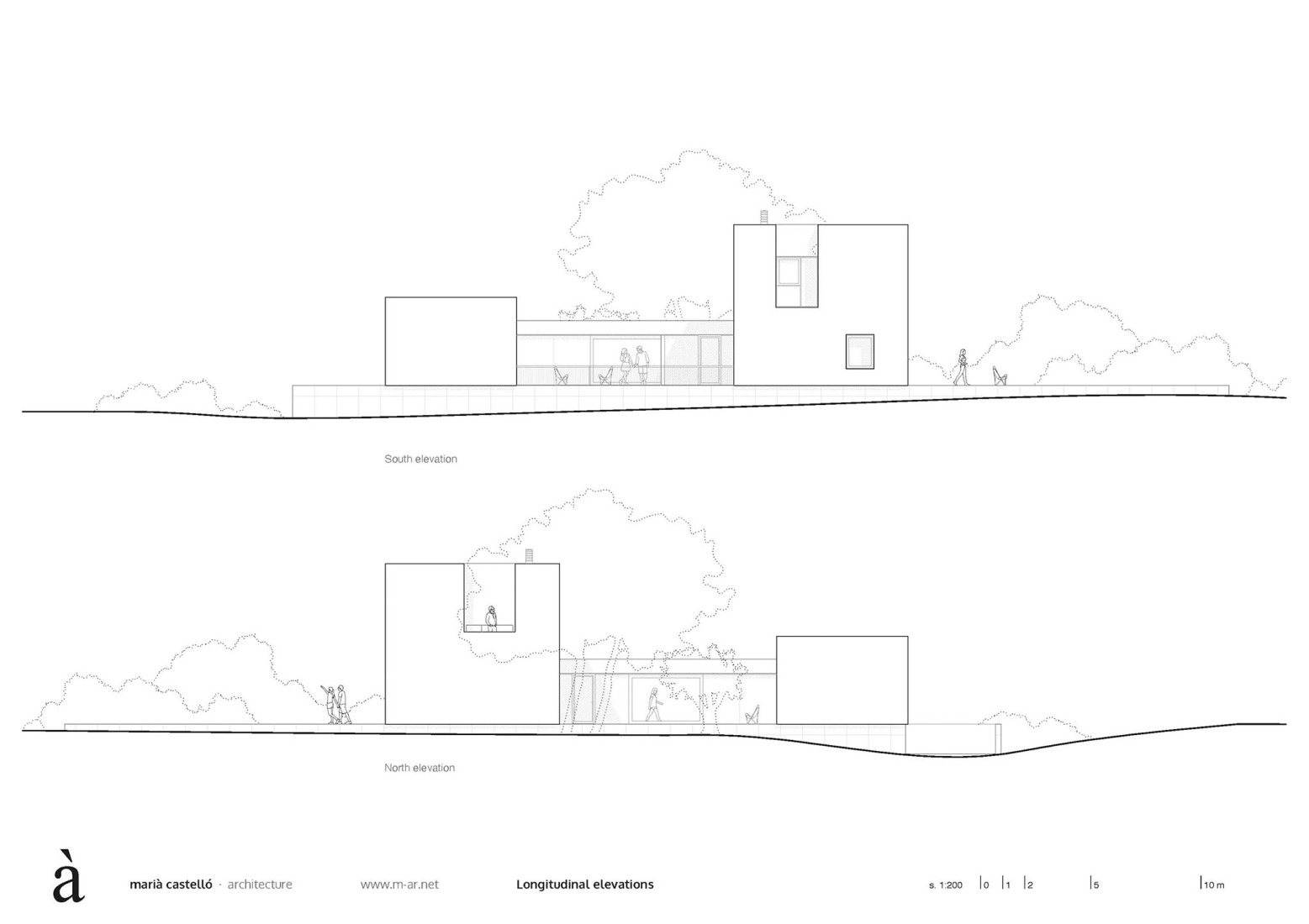 Longitudinal elevations. Ses Clotades by Marià Castelló.