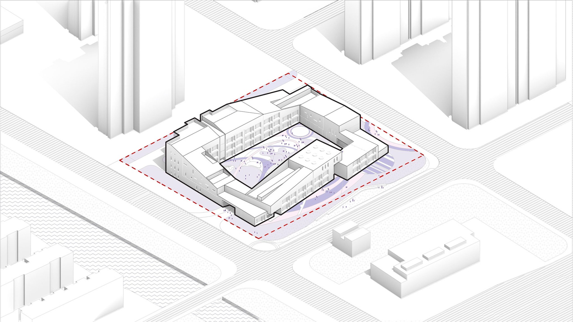 Diagrama de forma y paisaje. Guardería Block por SoBA.