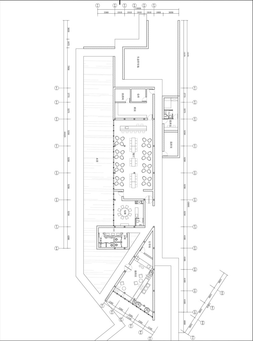 Restaurant floor plan. Songtsm Travel Hotel Jiuzhai by Thinking Design.