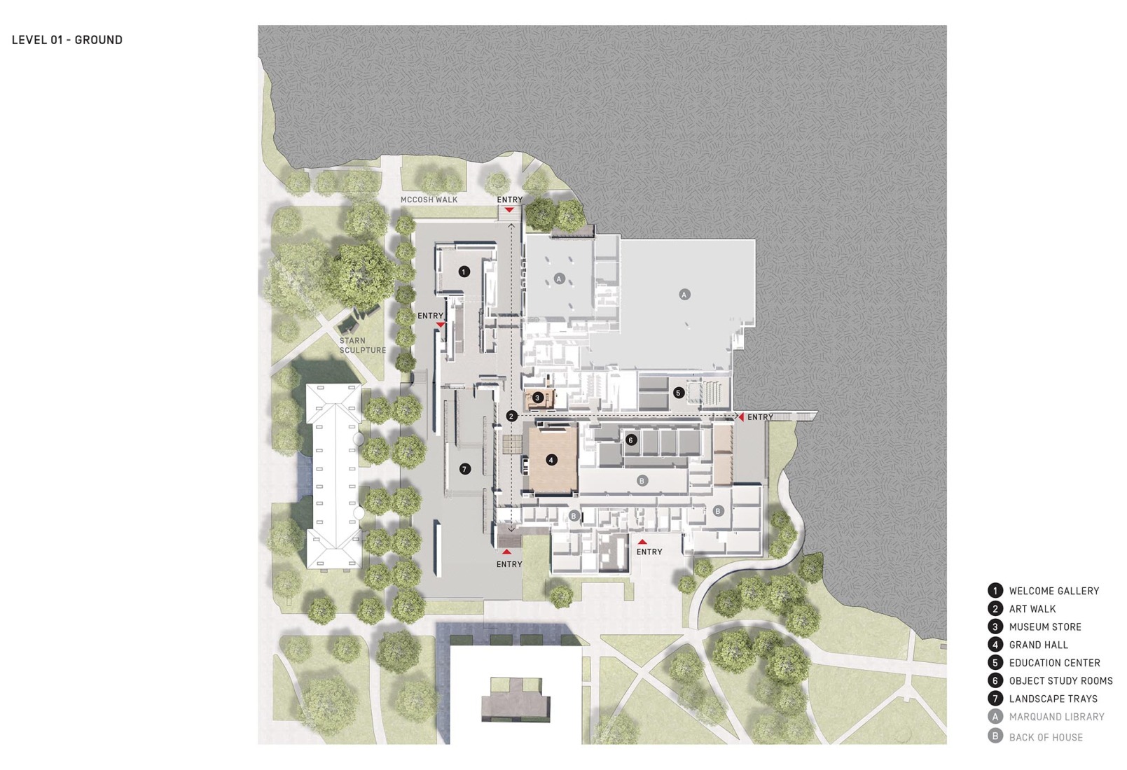 Ground floor plan. Princeton University Art Museum by Adjaye Associates. 