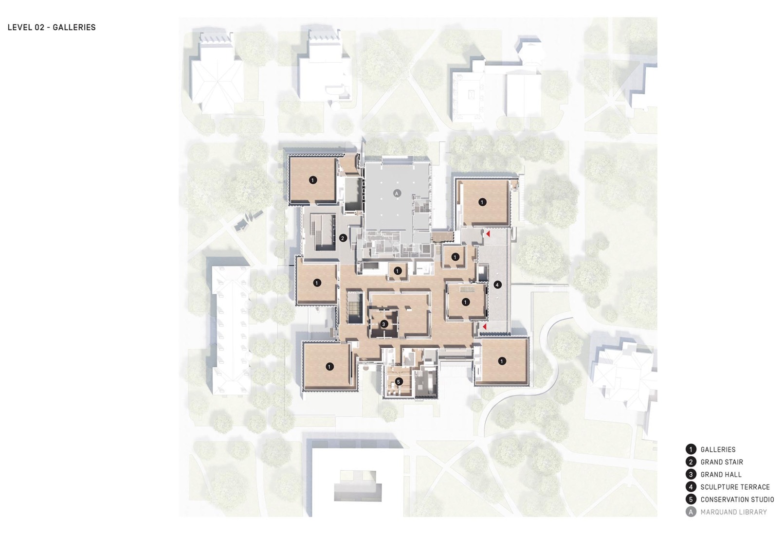Second floor plan. Princeton University Art Museum by Adjaye Associates. 