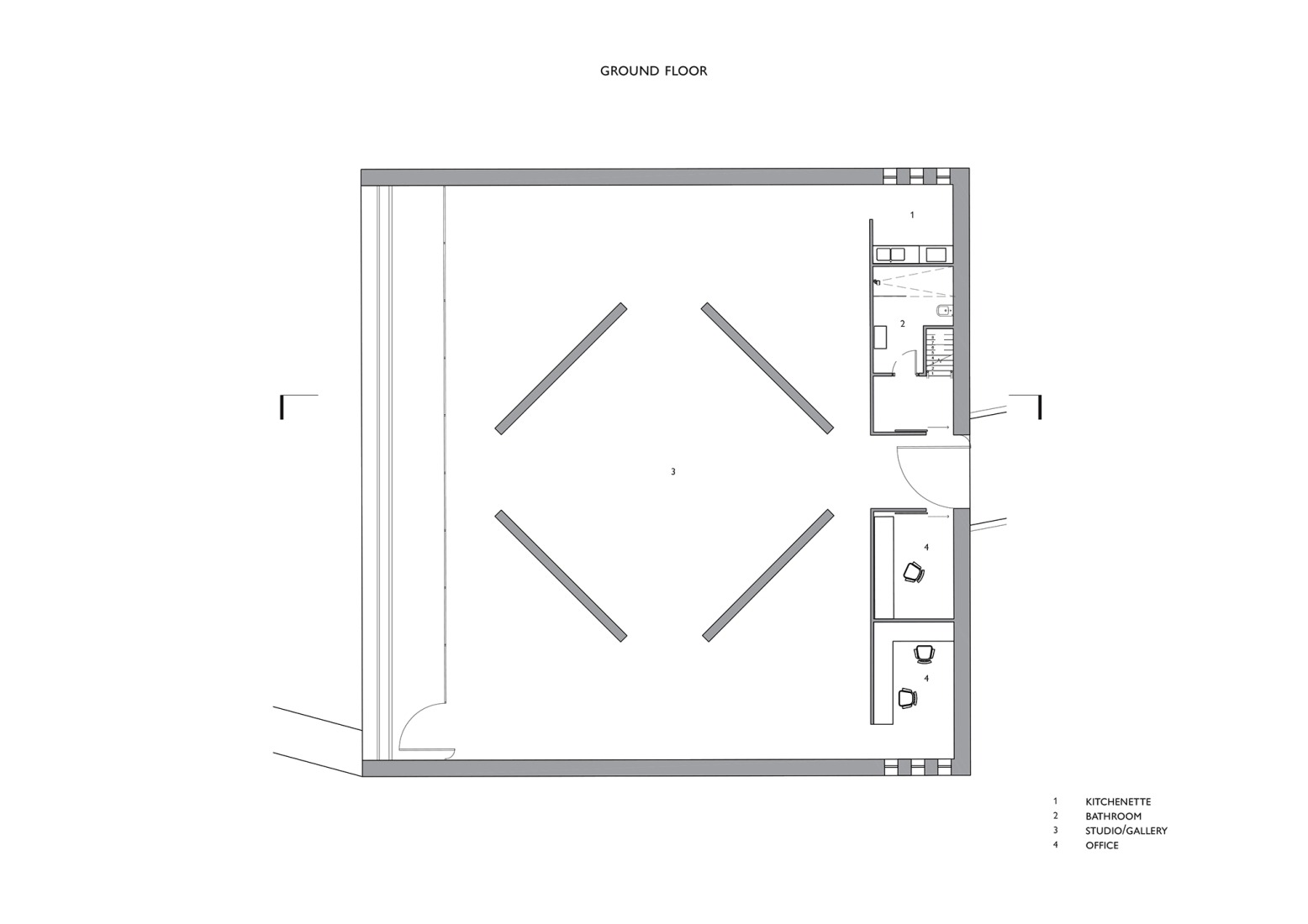 Ground floor plan. Kaloki Nyamai Studio by Adjaye Associates.