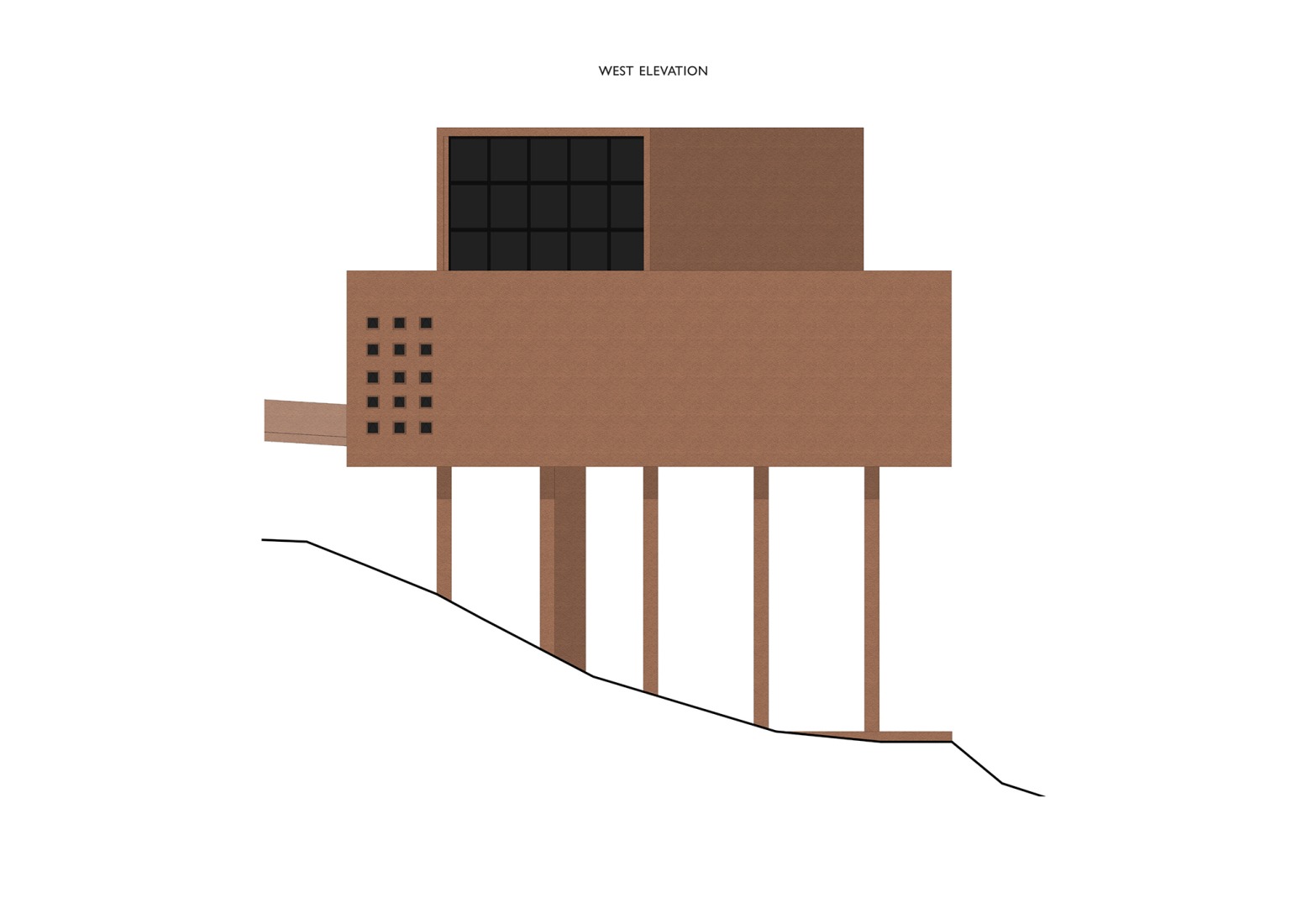 West Elevation. Kaloki Nyamai Studio by Adjaye Associates.