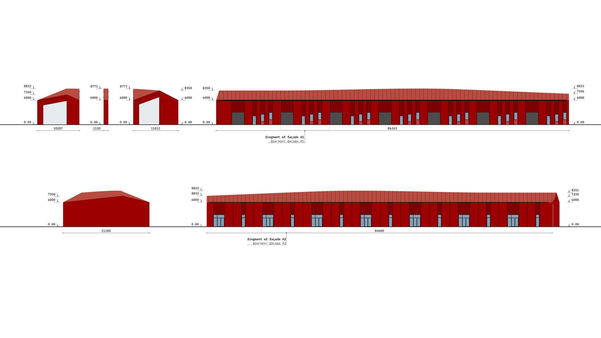 A block, elevations. Prostir Business Hub by Aranchii Architects. 