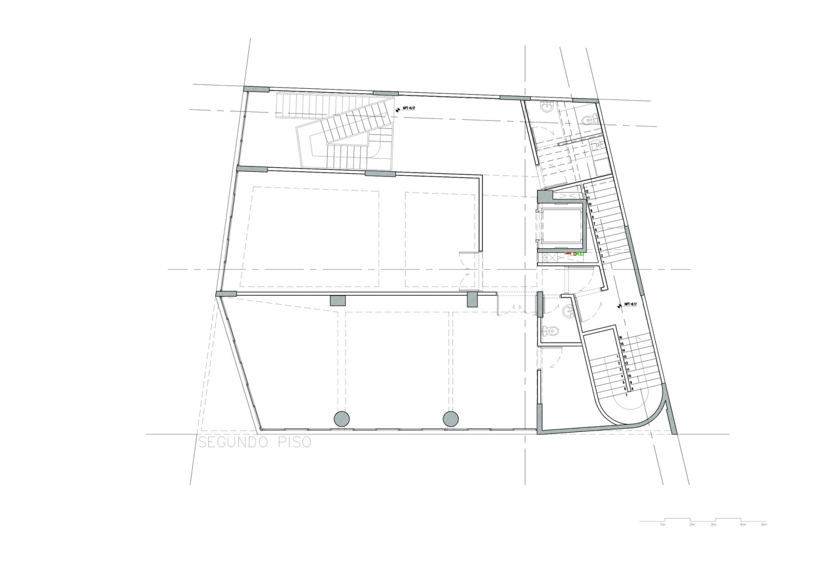 Plano de segunda planta. Edificio BLOCK por Ariel Jacubovich Oficina de Arquitectura.