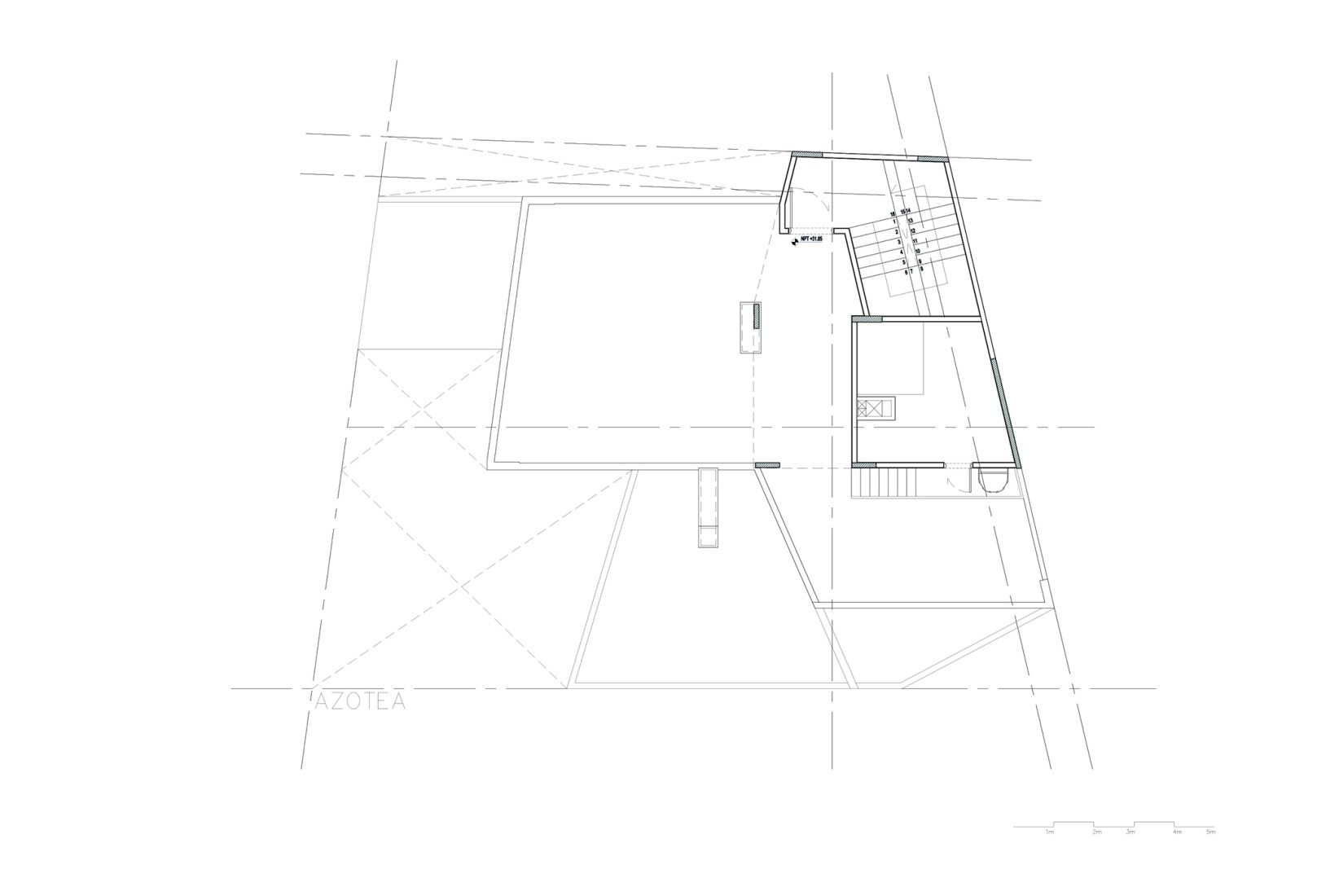 Plano planta de cubierta. Edificio BLOCK por Ariel Jacubovich Oficina de Arquitectura.