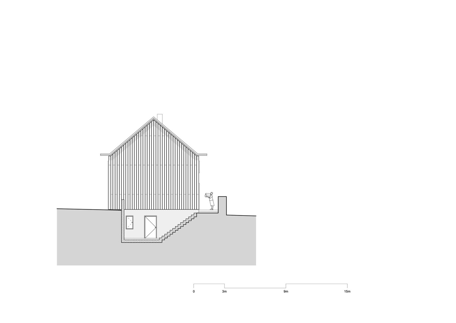 Alzado. Casas pequeñas Kappel am Albis por Atelier Kempe Thill.