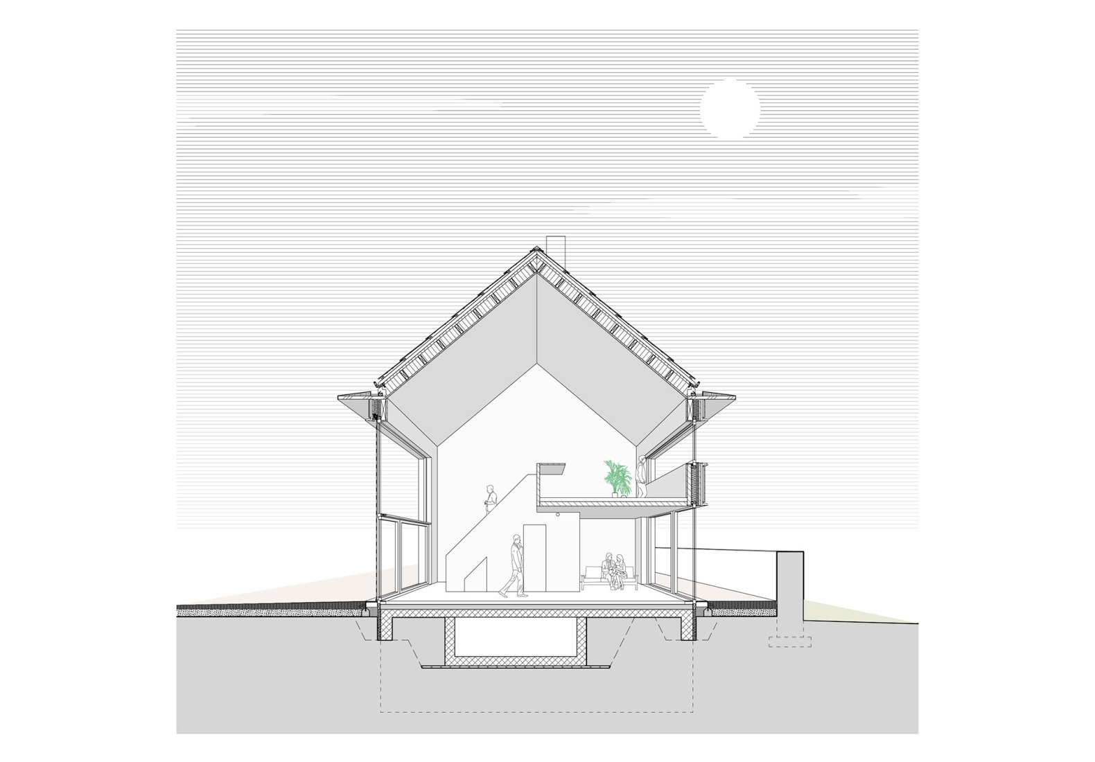 Sección. Casas pequeñas Kappel am Albis por Atelier Kempe Thill.