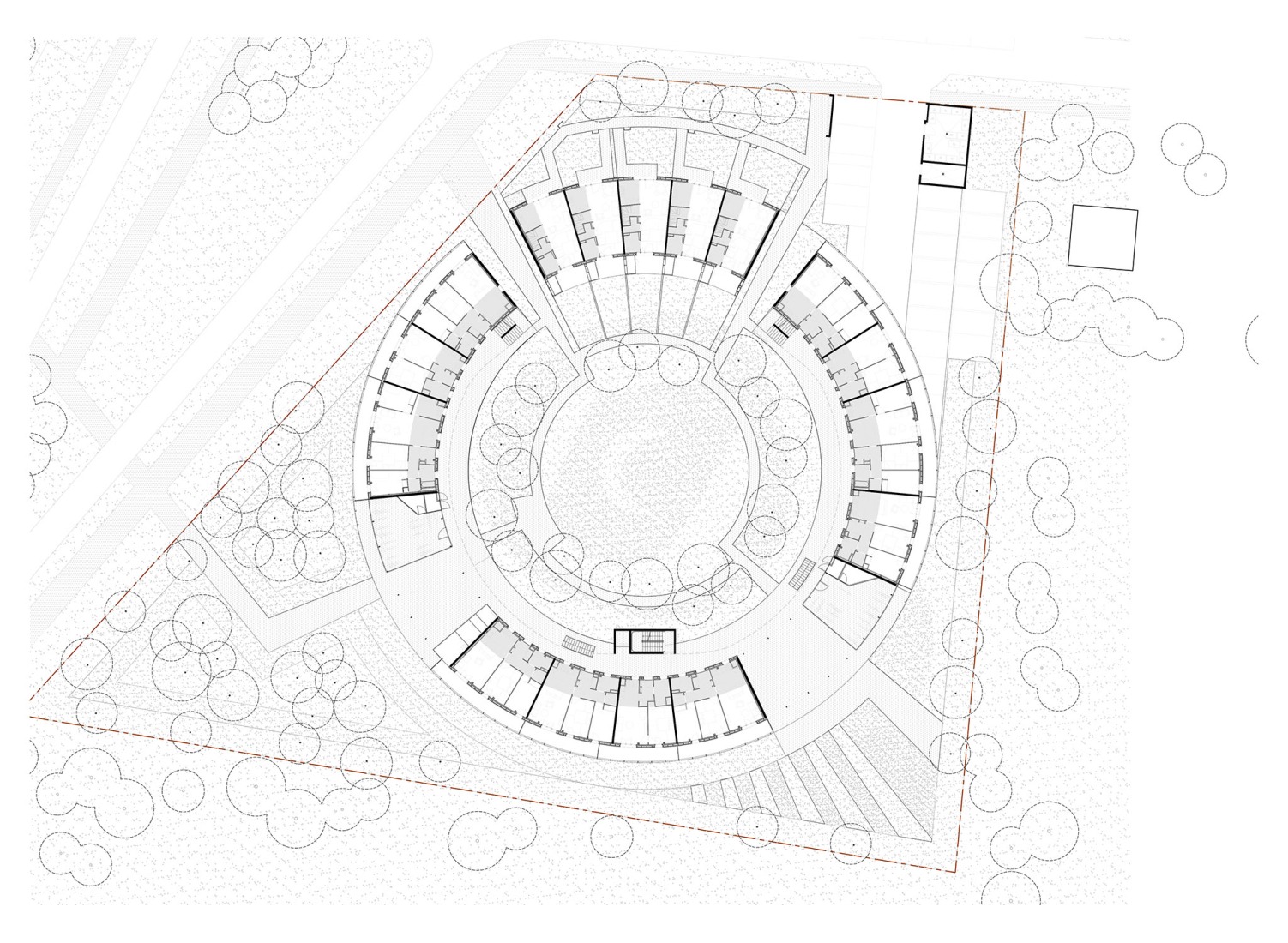 Ground floor plan. Social housing by Régis Roudil Architectes.