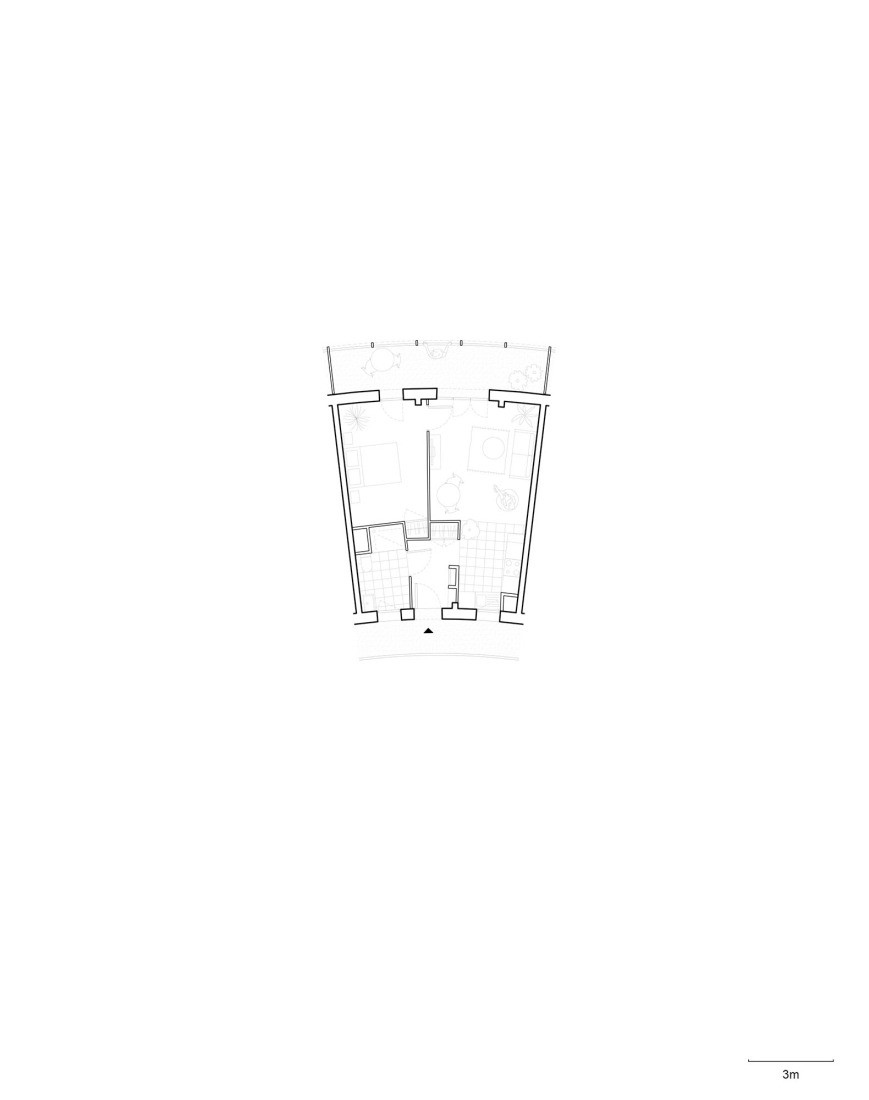 Typical floor plan. Social housing by Régis Roudil Architectes.