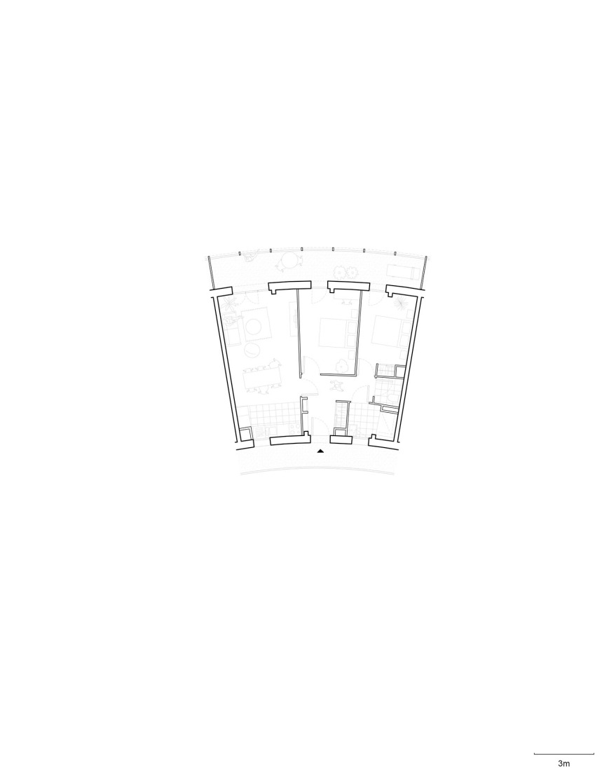 Typical floor plan. Social housing by Régis Roudil Architectes.