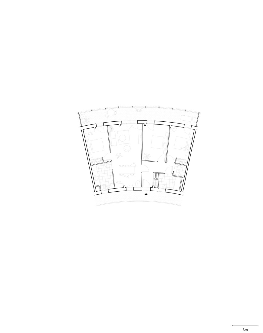 Typical floor plan. Social housing by Régis Roudil Architectes.