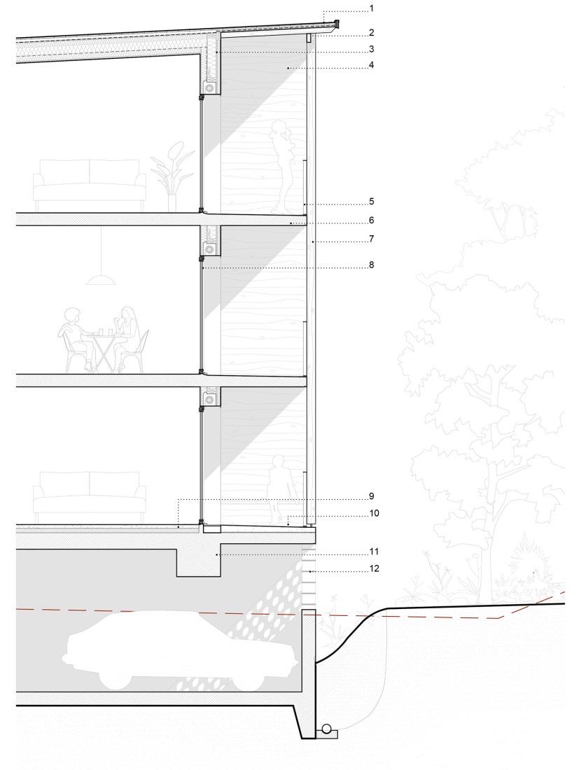 Section. Social housing by Régis Roudil Architectes.
