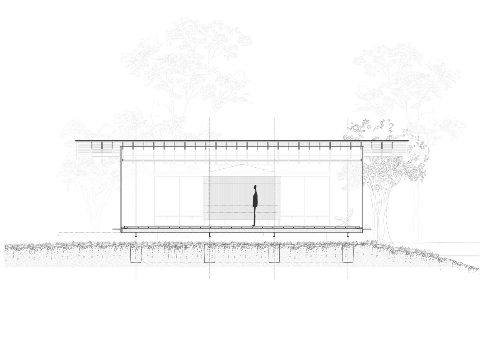Section. Holiday house Hof Ahmen by Atelier Sunder-Plassmann. 