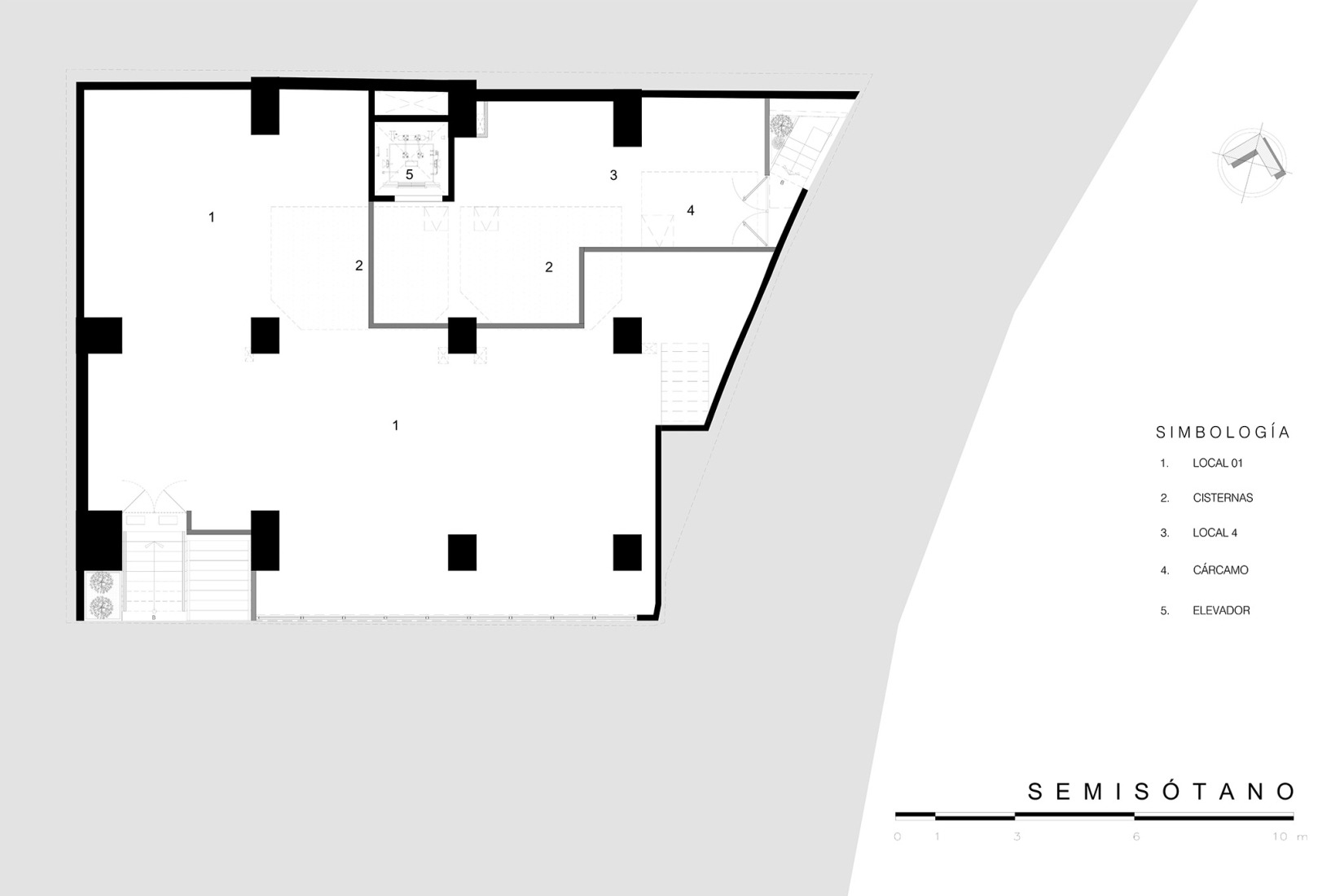 Semi-basement floor plan. ICON Cibeles by BRAG Arquitectos.