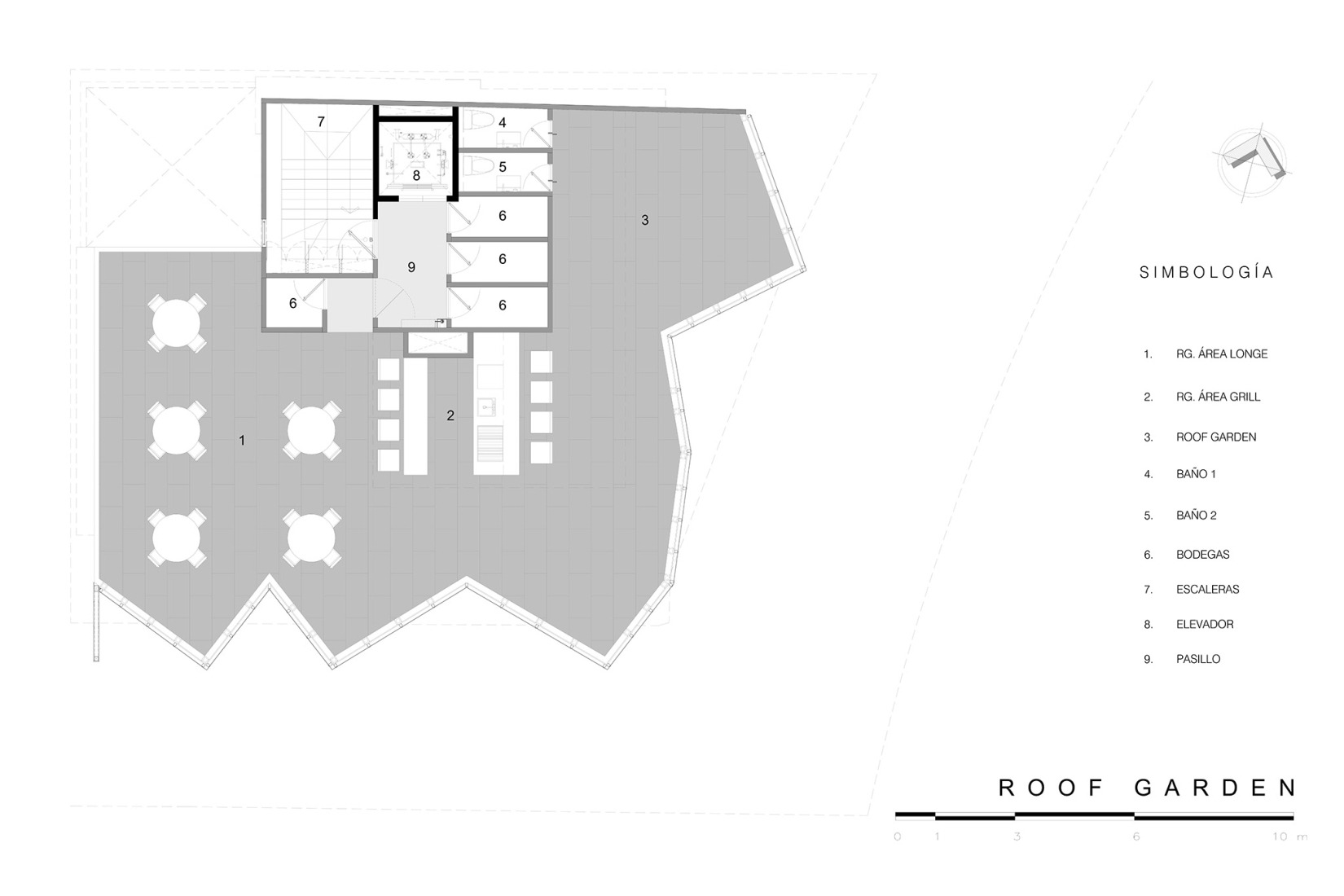Roof Garden floor plan. ICON Cibeles by BRAG Arquitectos.