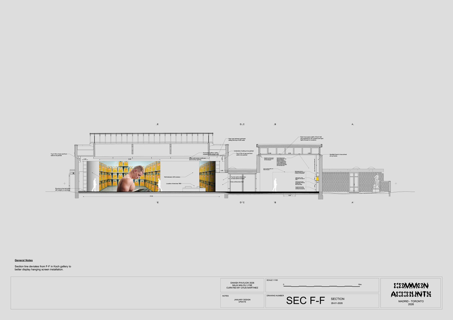 Section. "Things to Come." Danish Pavilion at the Venice Art Biennale by Maja Malou Lyse and Common Accounts.