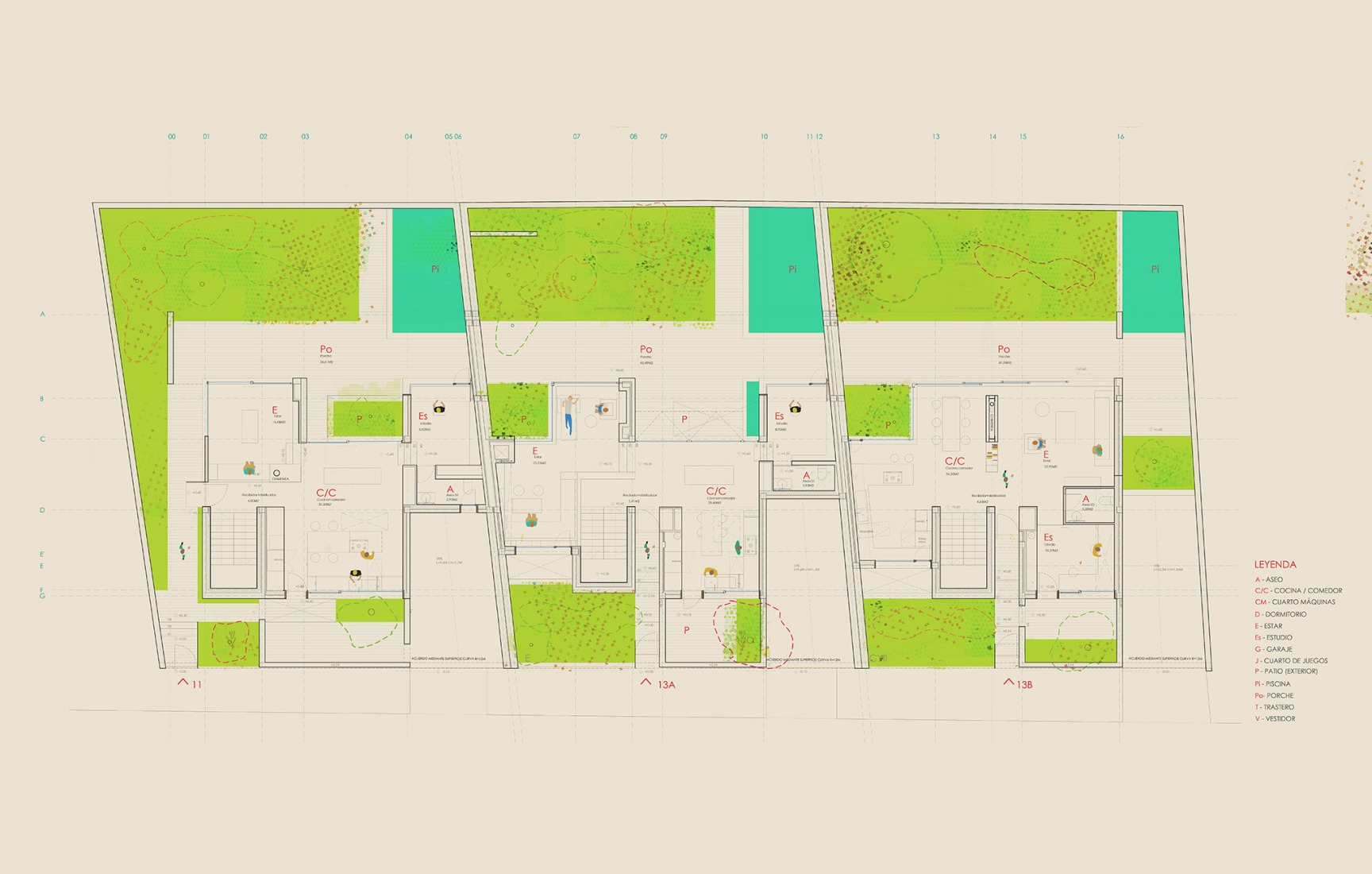 Ground floor plan. MG Houses by delaVegaCanolasso.