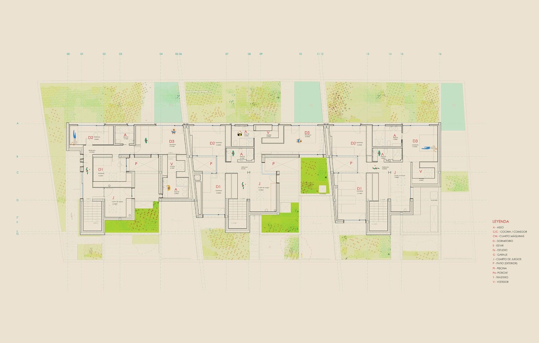 First floor plan. MG Houses by delaVegaCanolasso.