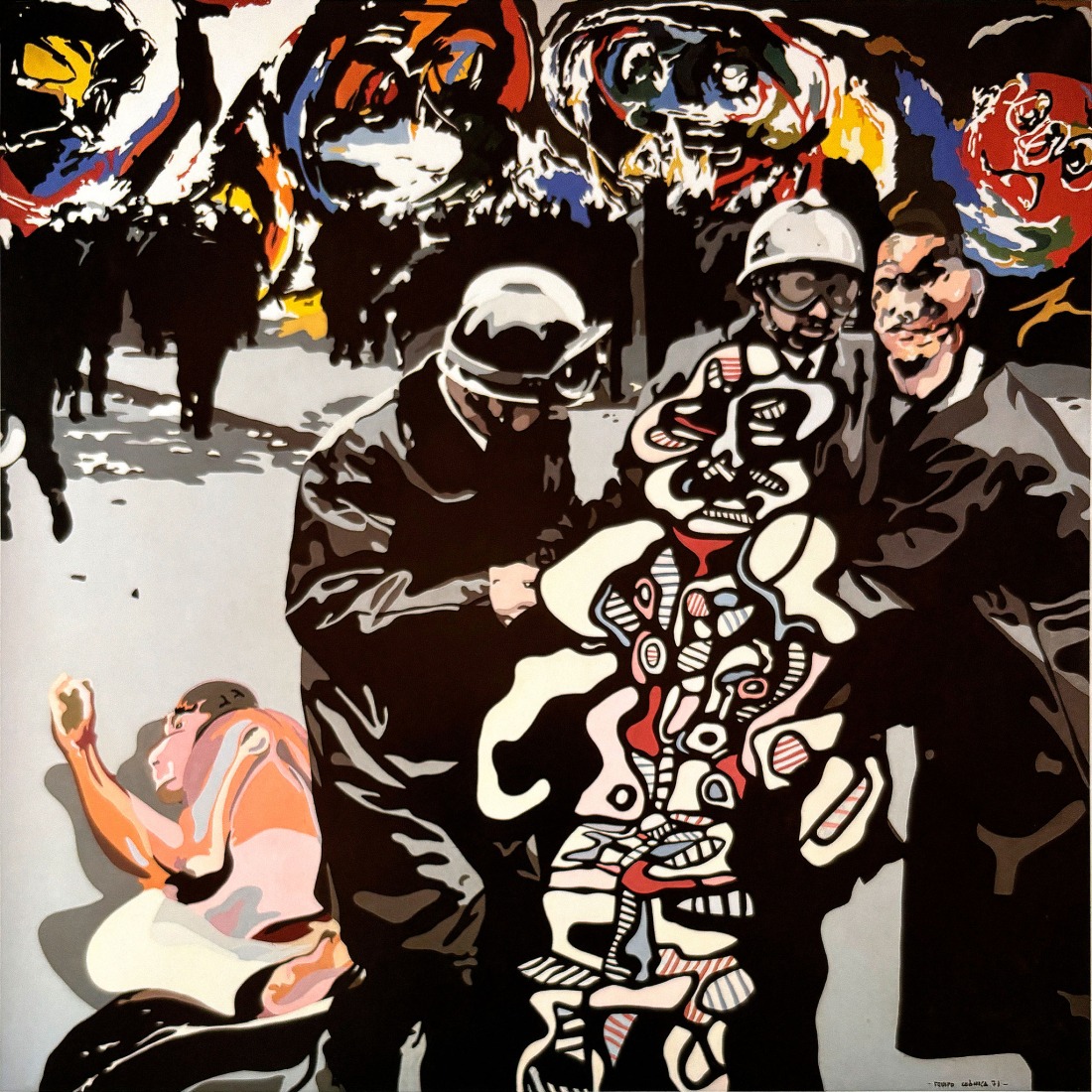 Este no se escapa, por Equipo Crónica. 200 x 200 cm. 