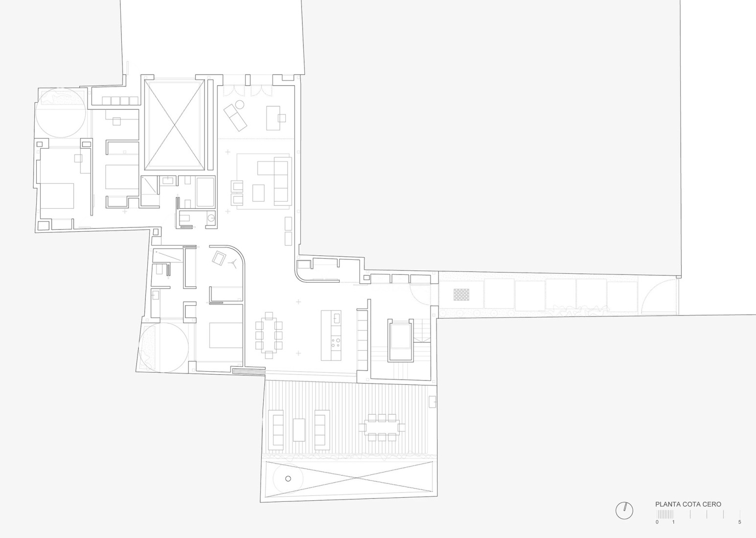 Plano de planta baja. Edificio Viciana por José Fernández-Llebrez. 