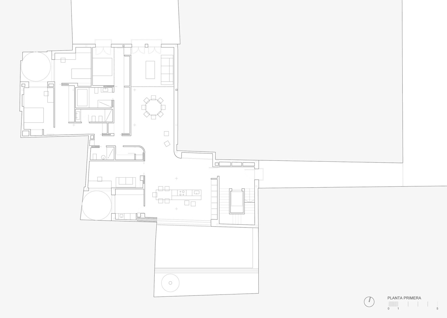 Plano de primera planta. Edificio Viciana por José Fernández-Llebrez. 