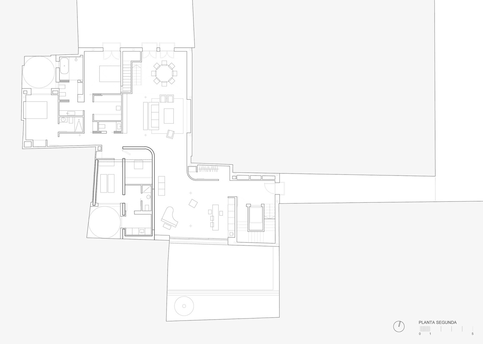 Plano de segunda planta. Edificio Viciana por José Fernández-Llebrez. 