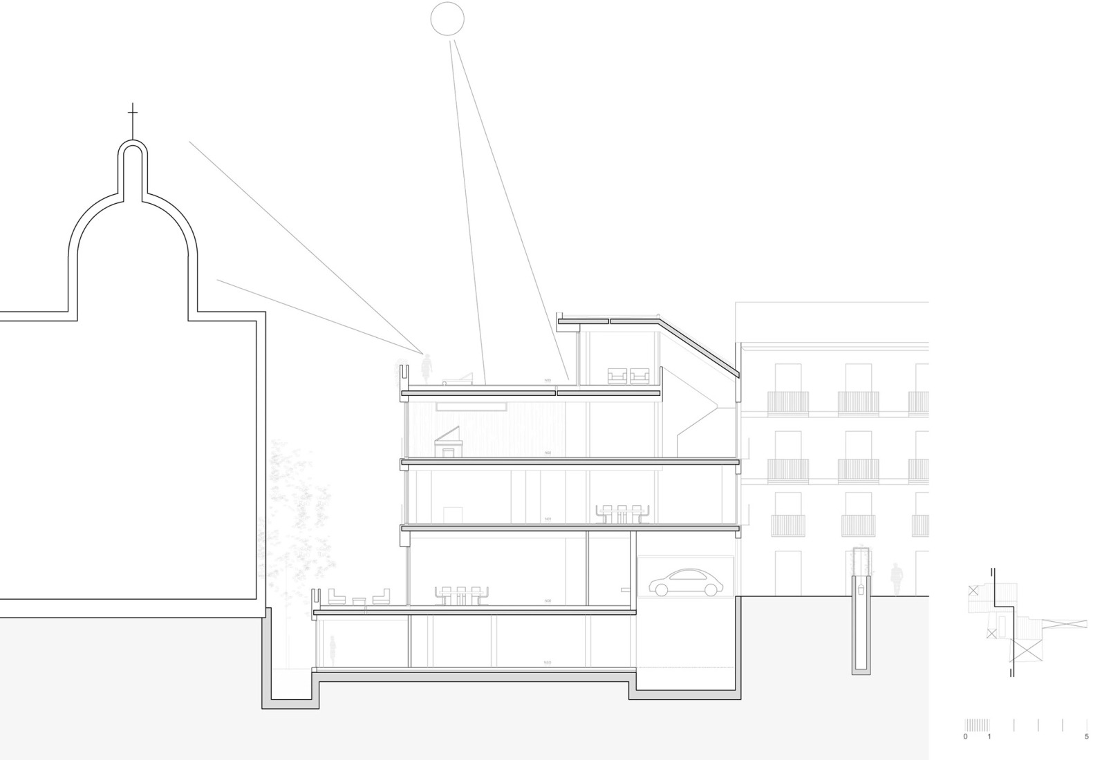 Alzado. Edificio Viciana por José Fernández-Llebrez. 
