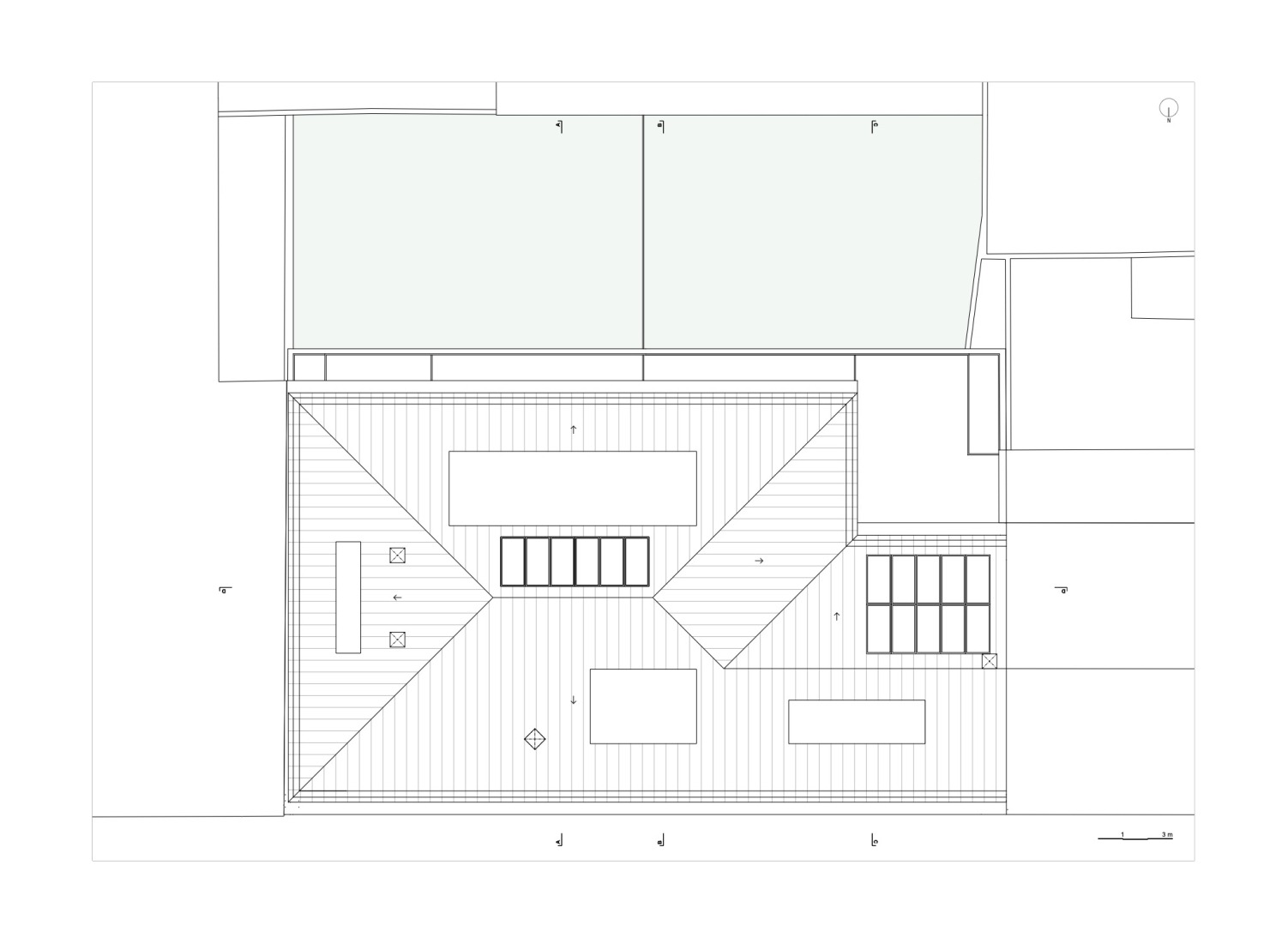 Rooftop floor plan. Hintze Ribeiro Multifamily Housing Building by Helder da Rocha Arquitectos.