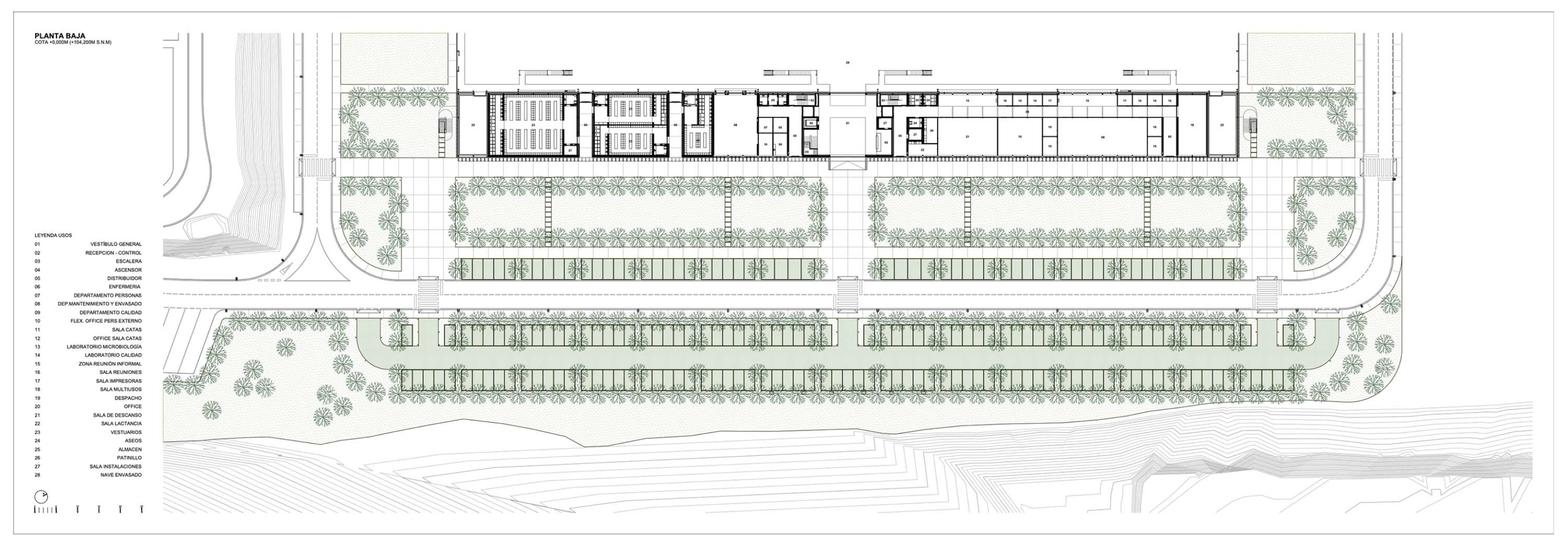 Ground floor plan. Packaging office building of the new Estrella Galicia brewery.