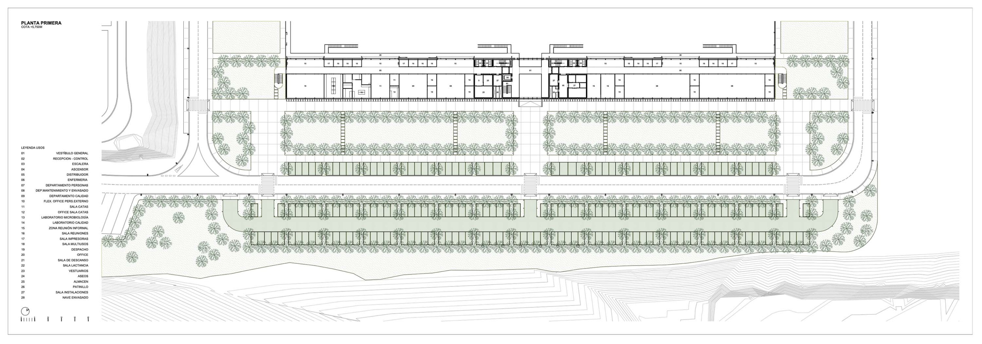 First floor plan. Packaging office building of the new Estrella Galicia brewery.