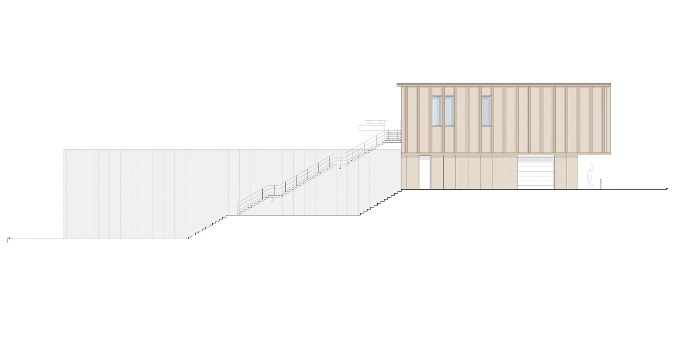 Alzado. Nuevo edificio de la sede de la PRF por Impare Arquitectura. 