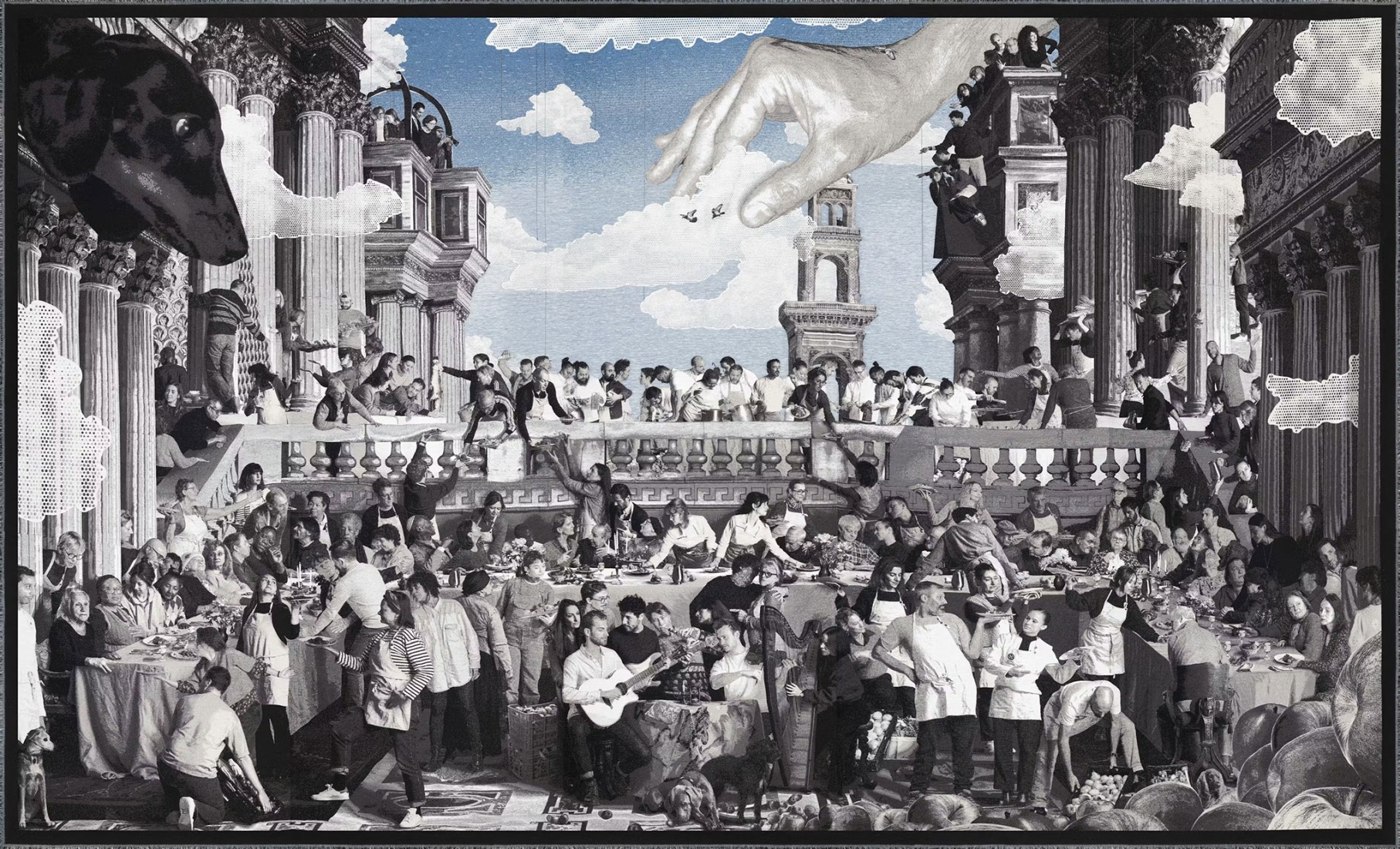 Tapiz. «Il Gesto». Una reinterpretación contemporánea de Las bodas de Caná, The Venice Venice Hotel. Fotografía por JR.