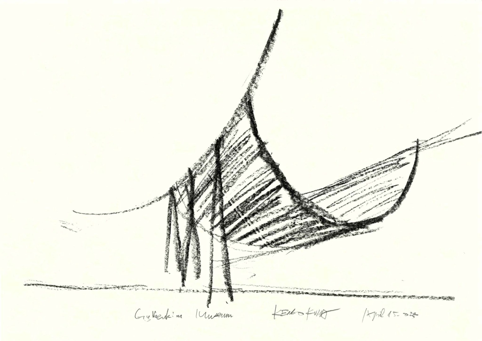 Fundación Engawa Calouste Gulbenkian, vértice sur / Boceto. Kengo Kuma – The Flow of Lines through the Lens of Erieta Attali.