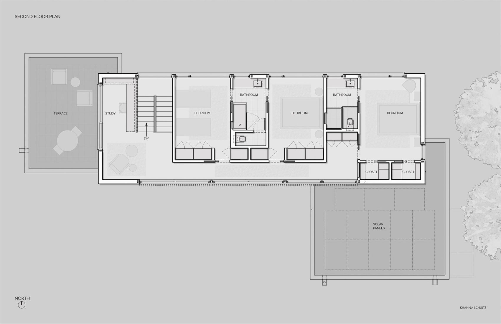 Plano de primera planta. «Casa en los callejones» por Khanna Schultz.