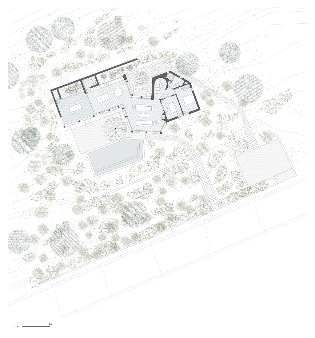 Ground floor plan. House in Aiguablava by López Rivera Arquitectos.
