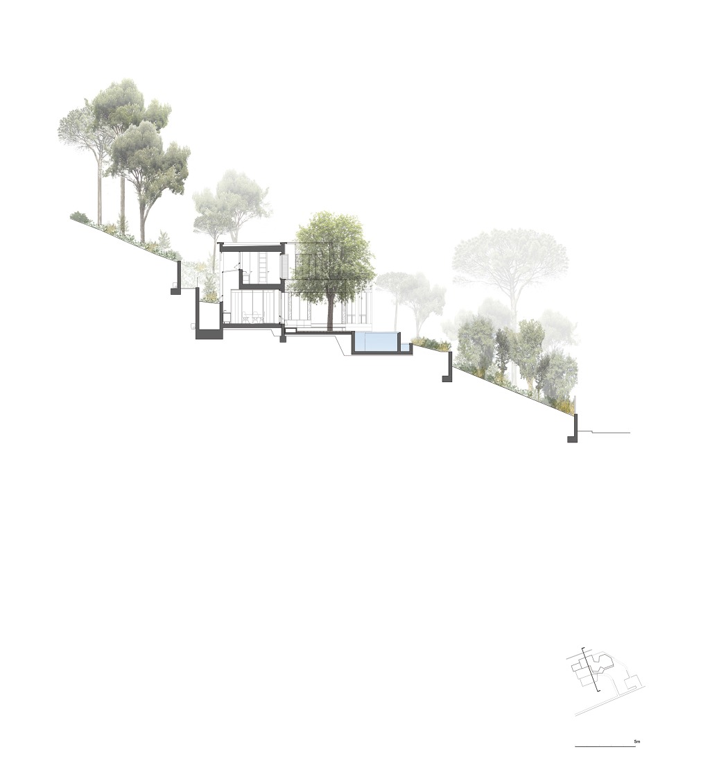 Section. House in Aiguablava by López Rivera Arquitectos.
