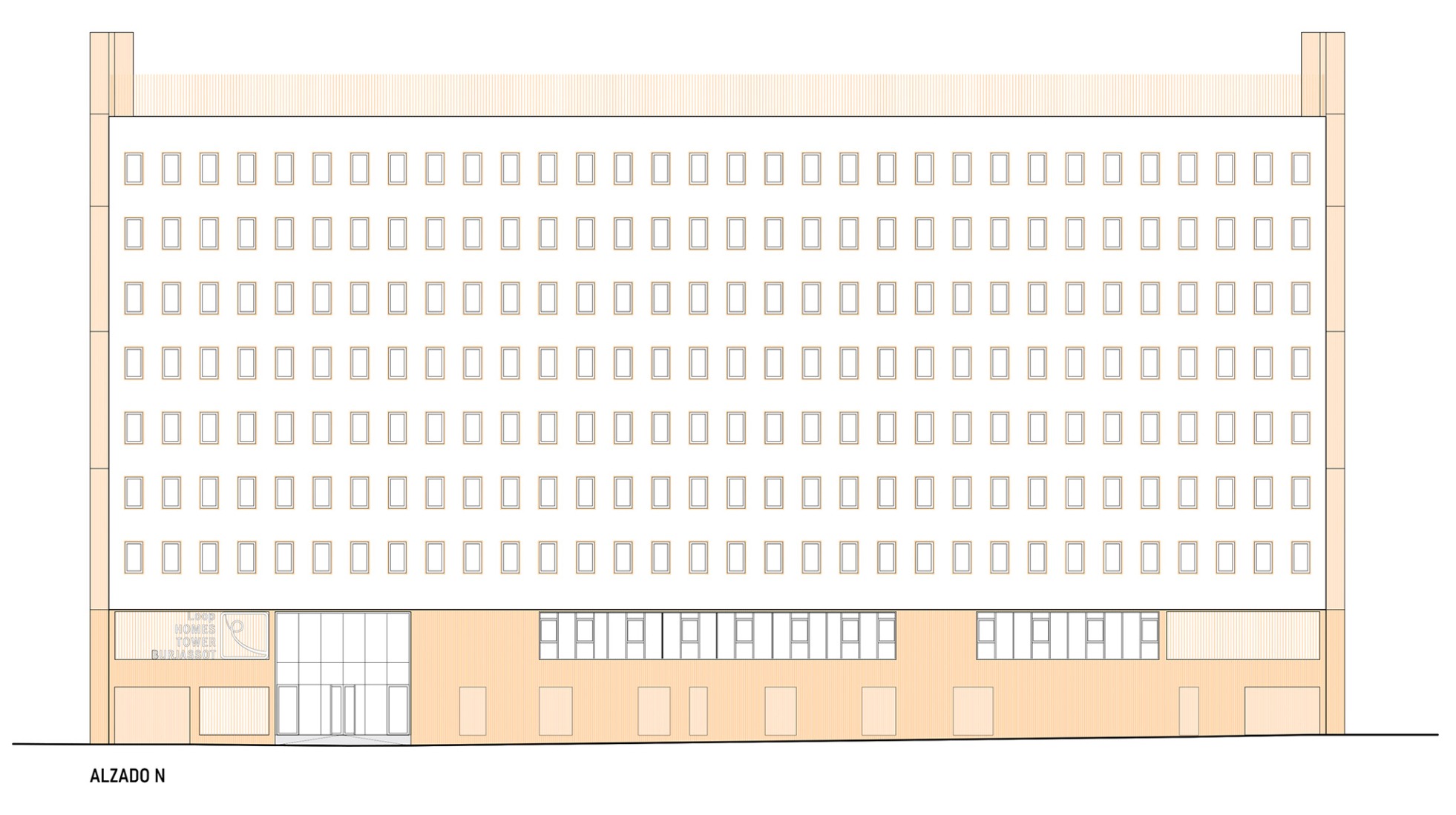 North Elevation. Student residence in Burjassot by Martín Lejarraga Oficina de Arquitectura.