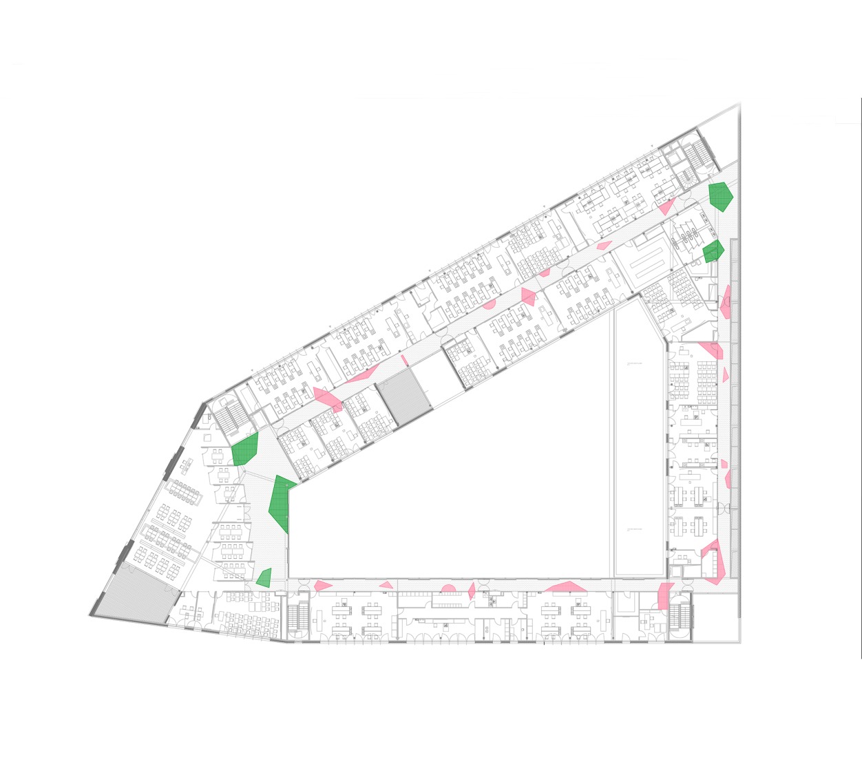 Plano de segunda planta. Campus experimental Renault por Mikoü Architecture.