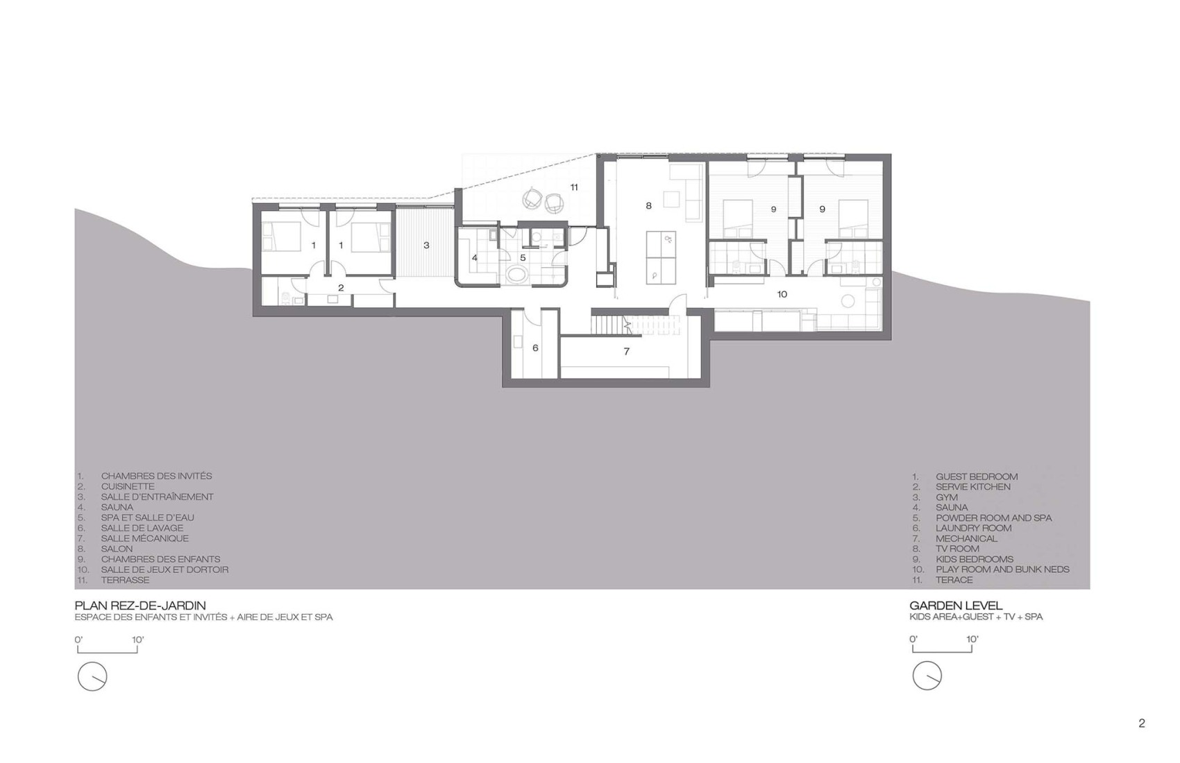 Plano de planta de sótano. El Albatros por MU Architecture.