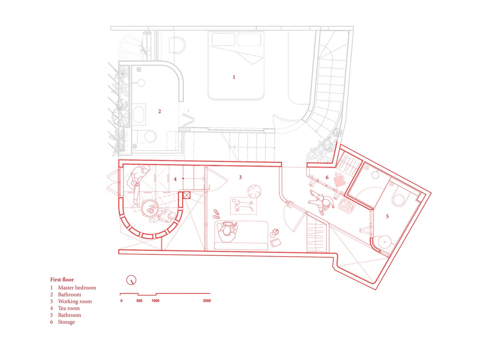 First floor plan. TH+ house by ODDO architects. 
