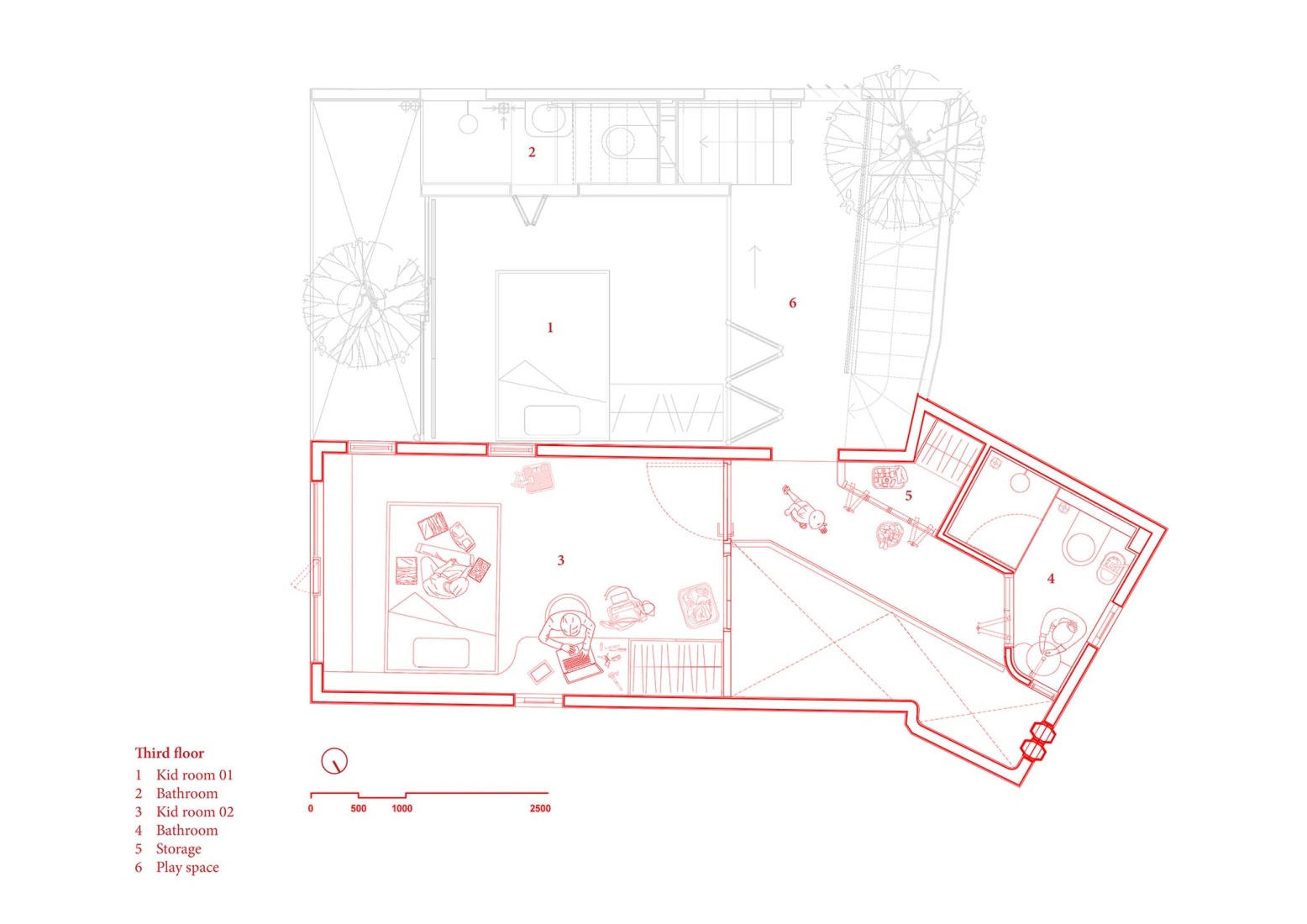 Third floor plan. TH+ house by ODDO architects. 