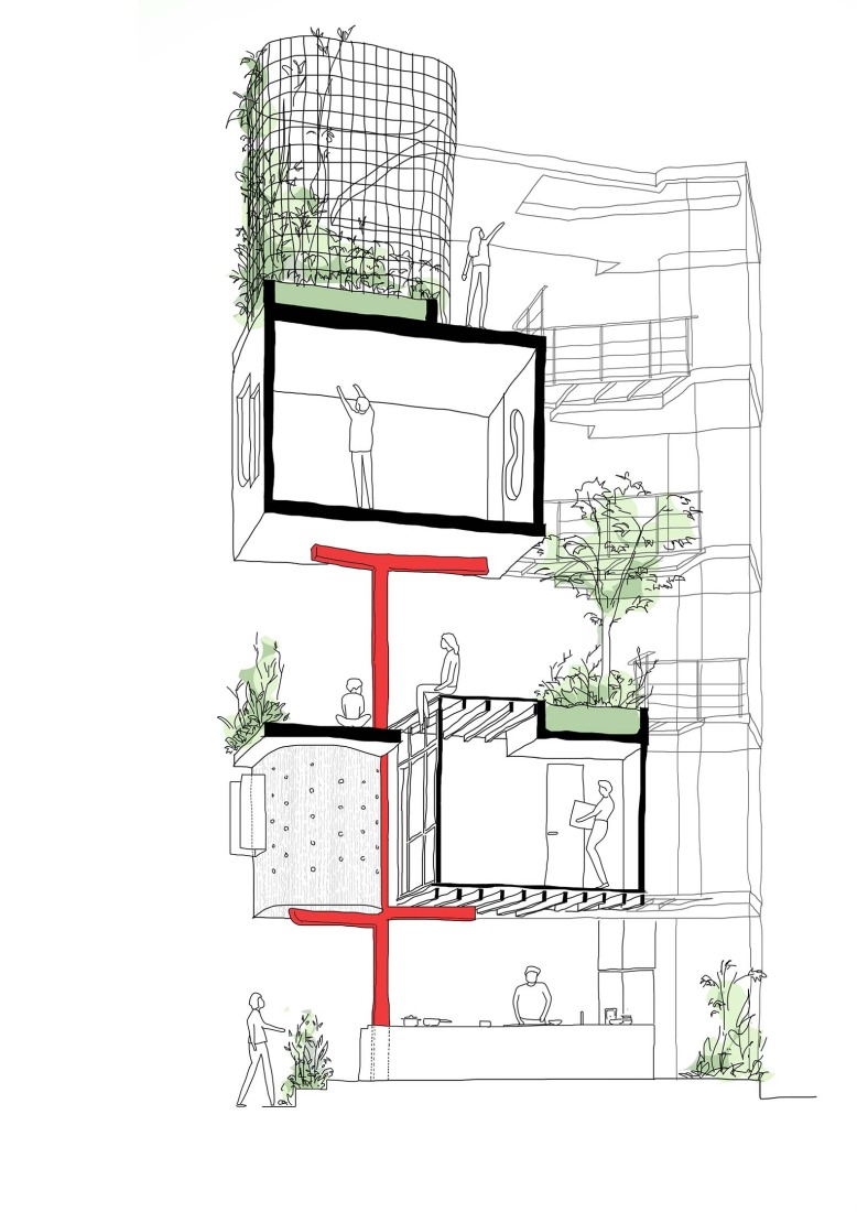 Sketch. TH+ house by ODDO architects. 