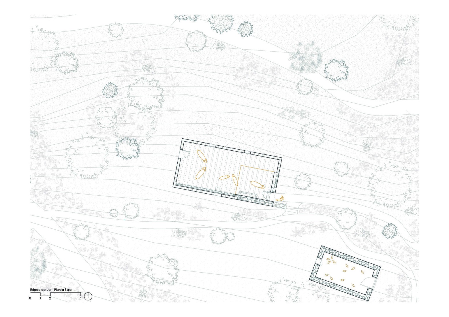 Ground floor plan, before the intervention. Experimental shelter by SANTZO arquitectos.