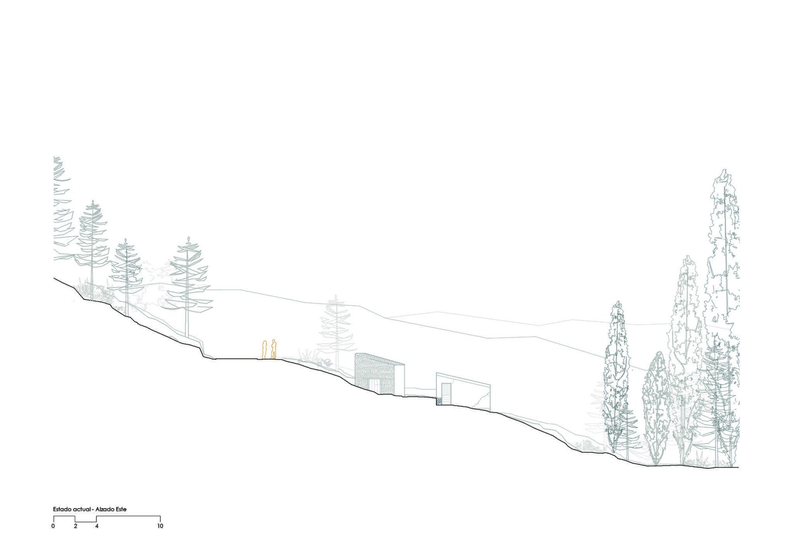 East elevation, before the intervention. Experimental shelter by SANTZO arquitectos.
