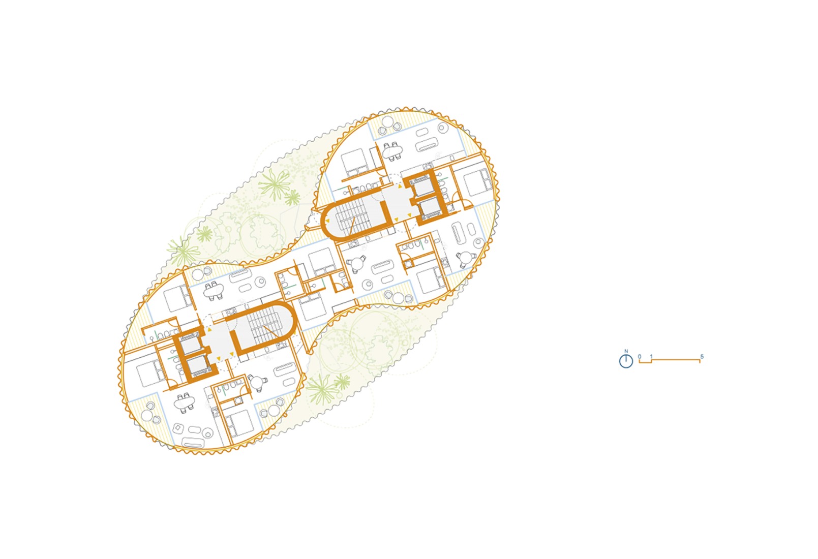 Plano de quinta planta. «Sky-K» por SelgasCano + FRPO.
